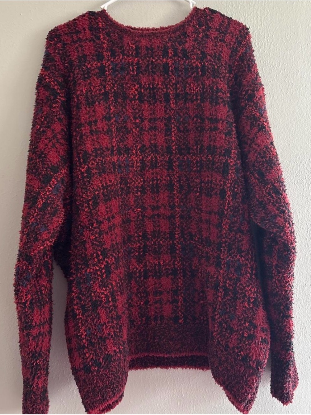 Skims Red Plaid Knit Sweater
